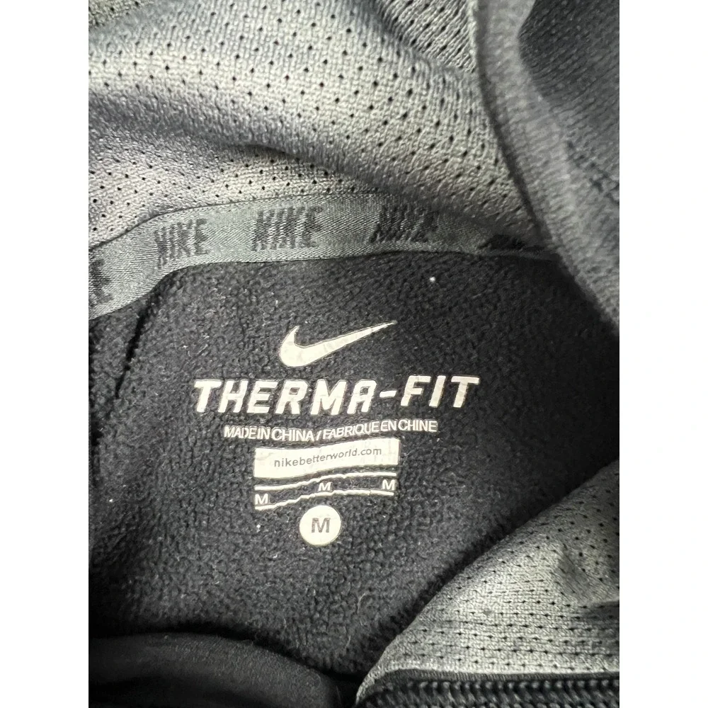 Nike Hoodie Boys Medium Black Therma-FIT Pullover Grey‎ Swoosh Sweatshirt